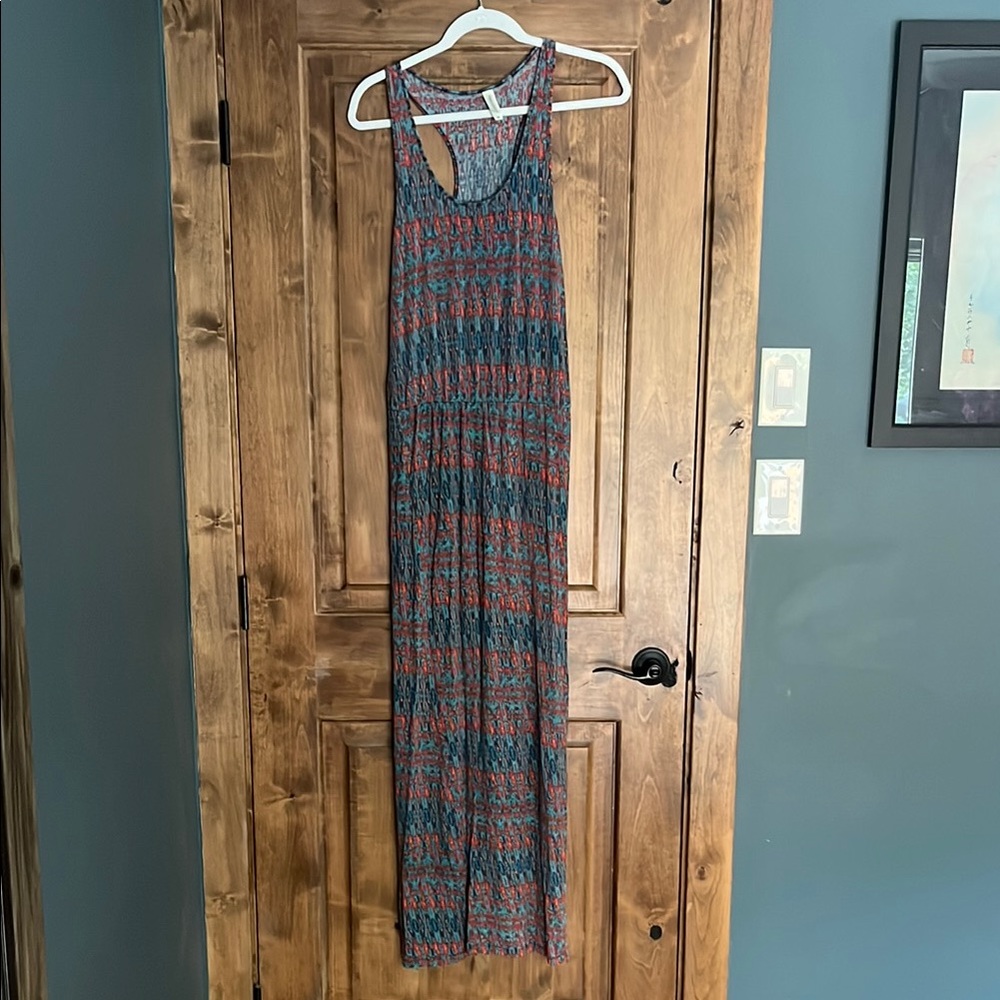 Threads 4 Thought Blue and Red Patterned Maxi Dress